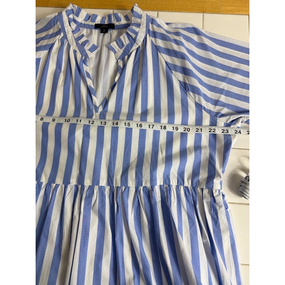 J.Crew Striped Tiered Cotton Dress XL Blue & White - Picture 15 of 16